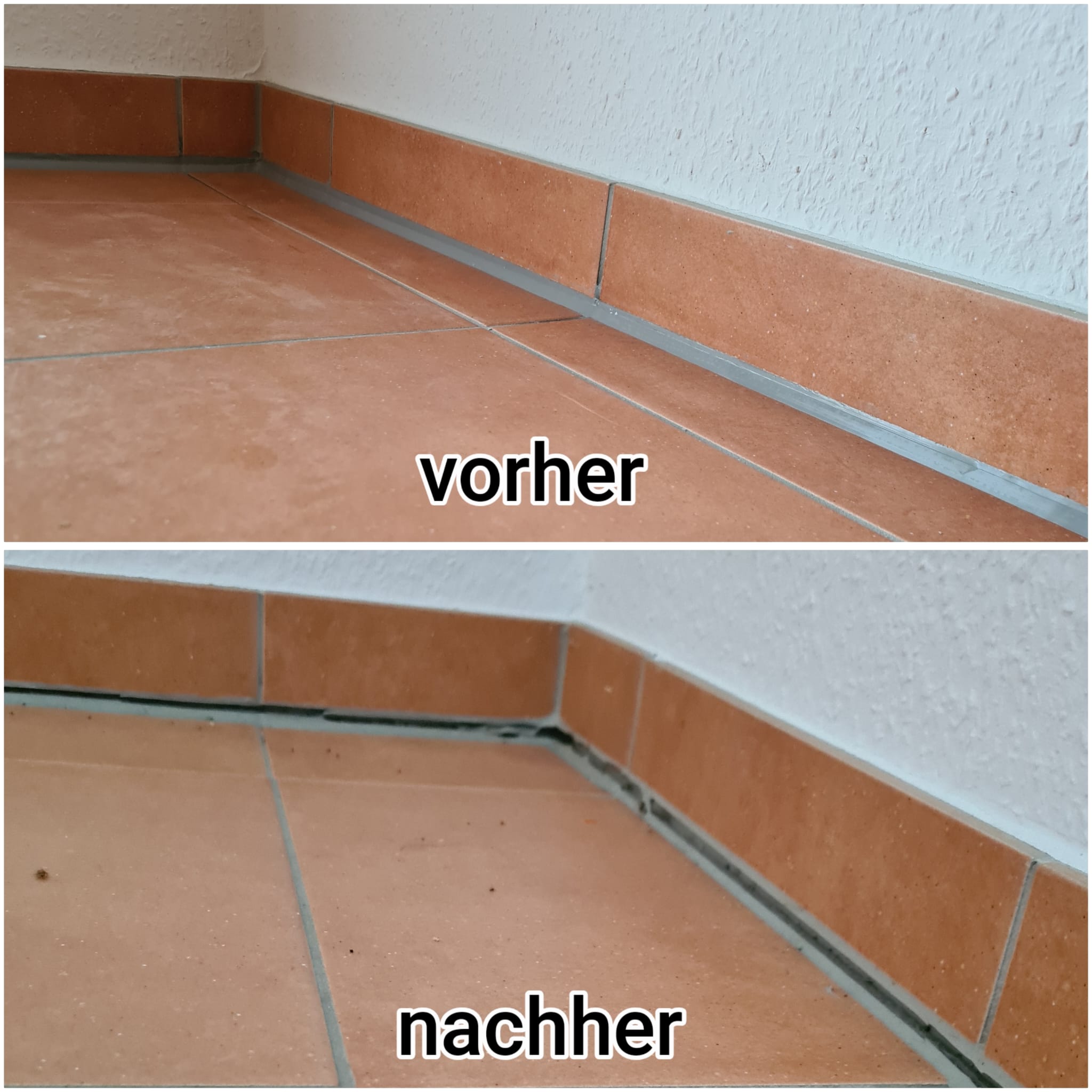 Vorher-Nachher: Pool Zement- und Silikonfugen erneuert